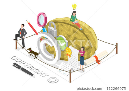 3D Isometric Flat  Conceptual Illustration of Copyright and Patent Law 112266975