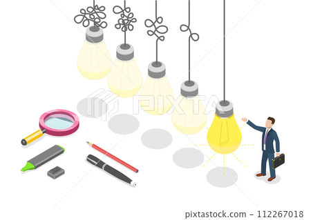 3D Isometric Flat Conceptual Illustration of Simple Solution 3D Isometric Flat Conceptual Illustration of Simple Solution 112267018