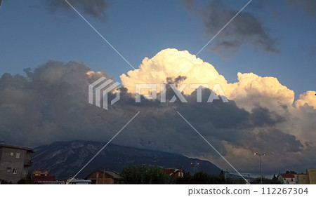 Clouds cover the mountains, Bar Montenegro 112267304