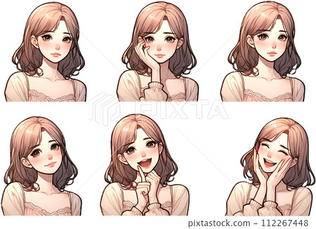 可愛的女性插畫 112267448