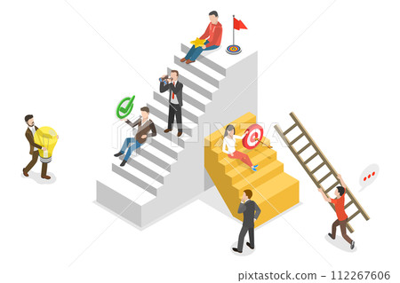 3D Isometric Flat  Conceptual Illustration of Person Growth 112267606