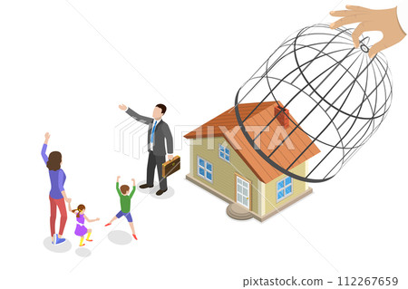 3D Isometric Flat Conceptual Illustration of Reopening After Lockdown 3D Isometric Flat Conceptual Illustration of Reopening After Lockdown 112267659