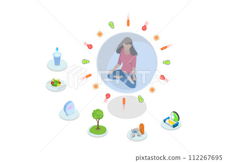 3D Isometric Flat  Conceptual Illustration of Immune Boosting 112267695