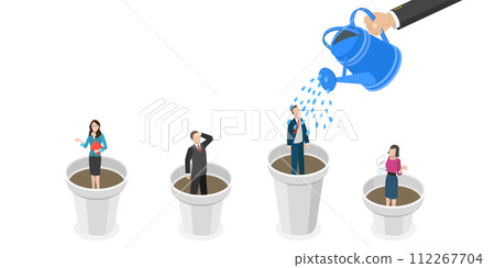 3D Isometric Flat  Conceptual Illustration of Talent Growth 112267704