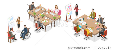 3D Isometric Flat Conceptual Illustration of Inclusive Workplace 3D Isometric Flat Conceptual Illustration of Inclusive Workplace 112267718