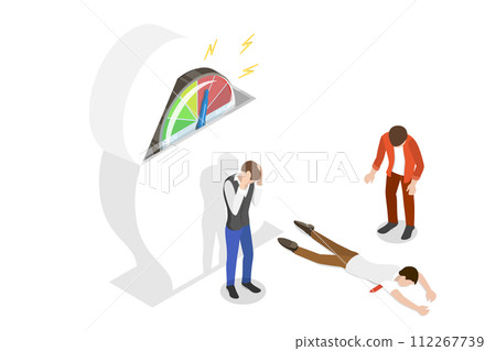 3D Isometric Flat Conceptual Illustration of High Stress Level 3D Isometric Flat Conceptual Illustration of High Stress Level 112267739