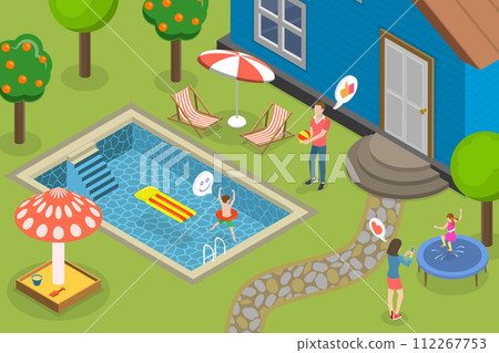 3D Isometric Flat Conceptual Illustration of Outdoor Activities 3D Isometric Flat Conceptual Illustration of Outdoor Activities 112267753