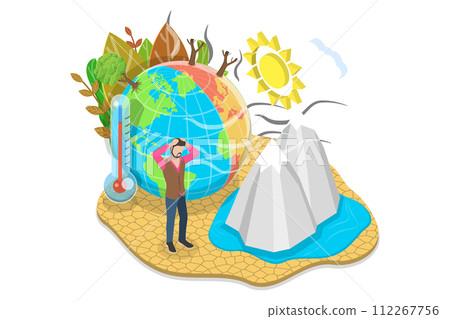 3D Isometric Flat Conceptual Illustration of Climate Change 3D Isometric Flat Conceptual Illustration of Climate Change 112267756