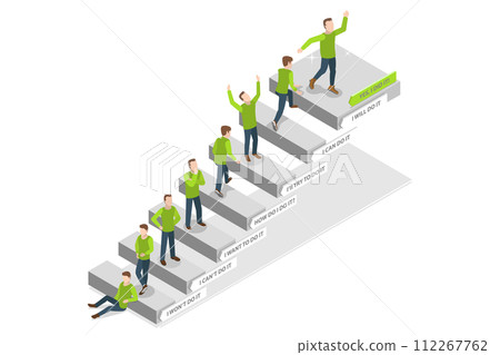 3D Isometric Flat Conceptual Illustration of Stages Of Change 3D Isometric Flat Conceptual Illustration of Stages Of Change 112267762