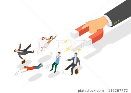 3D Isometric Flat  Conceptual Illustration of Customer Attraction 112267772