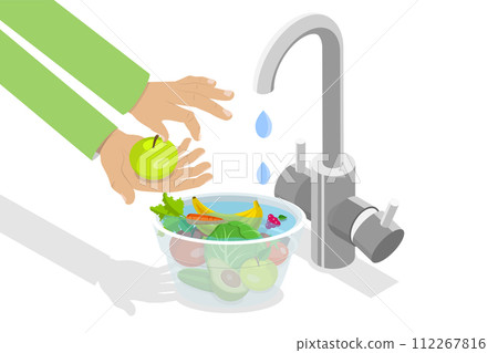 3D Isometric Flat Conceptual Illustration of Food Hygiene 3D Isometric Flat Conceptual Illustration of Food Hygiene 112267816