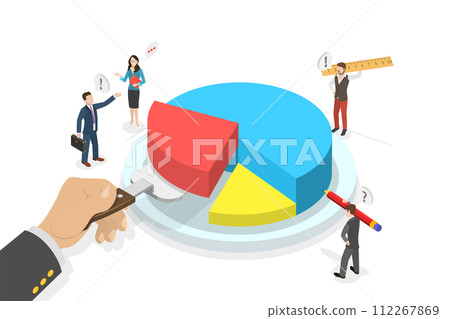 3D Isometric Flat Conceptual Illustration of Market Share, Shareholding Income 3D Isometric Flat Conceptual Illustration of Market Share, Shareholding Income 112267869