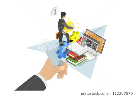 3D Isometric Flat Conceptual Illustration of Educational Achievement, Way to Knowledge 3D Isometric Flat Conceptual Illustration of Educational Achievement, Way to Knowledge 112267870