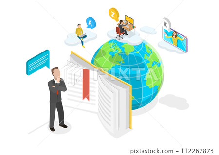 3D Isometric Flat  Conceptual Illustration of Cognition And Thinking, Education and Professional Career 112267873