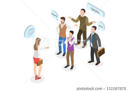 3D Isometric Flat  Conceptual Illustration of Difficult Deal , Business Communication Failure 112267878