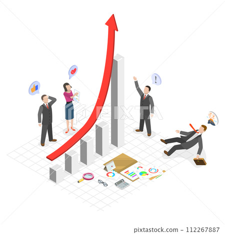 3D Isometric Flat  Conceptual Illustration of Performance Boost, Success Business 112267887