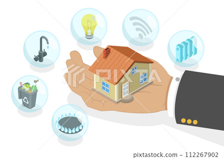 3D Isometric Flat Conceptual Illustration of Household Utilities Set, Utility Services 3D Isometric Flat Conceptual Illustration of Household Utilities Set, Utility Services 112267902