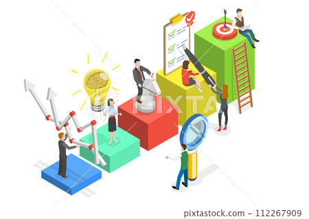 3D Isometric Flat  Conceptual Illustration of Employee Mentoring, Business Coaching 112267909