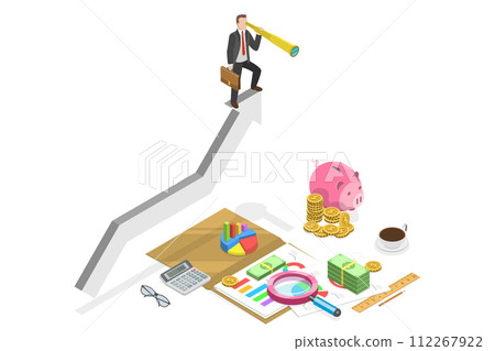 3D Isometric Flat  Conceptual Illustration of Business Opportunity , Choosing Strategy or Direction 112267922