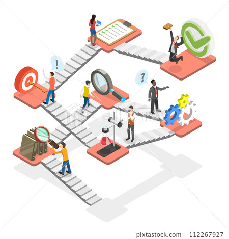3D Isometric Flat  Conceptual Illustration of Financial Audit, Analytics Business Report 112267927
