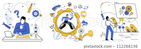 Corporate vision vector illustration. Development is sweet melody played by orchestra professional growth and exploration Aspiration is key unlocking doors to treasure trove corporate vision Corporate vision vector illustration. Development is sweet melody played by orchestra professional growth and exploration Aspiration is key unlocking doors to treasure trove corporate vision 112268136