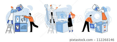 Team work vector illustration. Successful project completion relies on clear communication within team The companys strategy promotes innovation and growth The team work metaphor exemplifies power Team work vector illustration. Successful project completion relies on clear communication within team The companys strategy promotes innovation and growth The team work metaphor exemplifies power 112268146