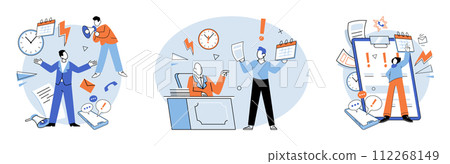 Working hard vector illustration. Overworking oneself can result in burnout and feelings frustration and unhappiness The working hard metaphor symbolizes intense effort and commitment required 112268149