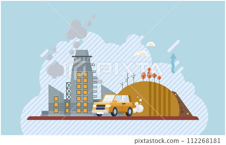 Waste pollution. Vector illustration. Social issues, such as poverty and inequality, intersect with waste pollution and its effects Waste management is key to mitigating negative environmental impacts 112268181