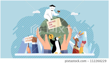 Climate change. Save the planet. Animal justice. On World Environment Day, lets reflect on our impact on planet Promoting sustainability clead to positive changes in global warming trends 112268229