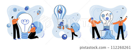 Team work vector illustration. Planning and effective communication are essential for project success Innovation is nurtured through collaborative team environment The team work concept highlights Team work vector illustration. Planning and effective communication are essential for project success Innovation is nurtured through collaborative team environment The team work concept highlights 112268261