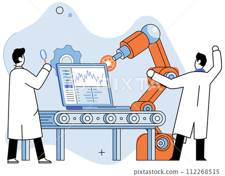 Data analysis. Vector illustration. Money management relies on data analysis to track financial performance and make informed investments Continuous monitoring data ensures accuracy and reliability 112268515