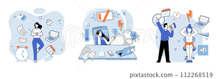 Stress at work vector illustration. The stress at work concept highlights need for effective stress management and creating healthy work environment Taking responsibility for ones well being 112268519