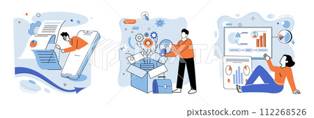 Data analysis. Vector illustration. The data analysis metaphor highlights transformative potential analyzing information Effective information management is essential for organizing and analyzing data 112268526