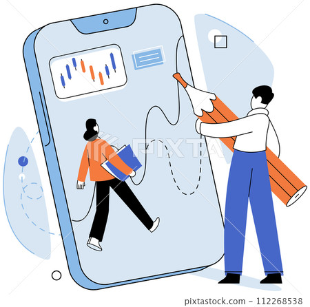 Data analysis. Vector illustration. Market analysis and analytics provide valuable insights into customer behavior and market trends Marketing analytics enables businesses to optimize their marketing 112268538