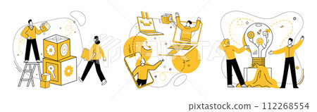 Cooperative work vector illustration. Corporate synergy thrives on foundation teamwork, communication, and unity The cooperative work metaphor paints picture successful and thriving business Cooperative work vector illustration. Corporate synergy thrives on foundation teamwork, communication, and unity The cooperative work metaphor paints picture successful and thriving business 112268554
