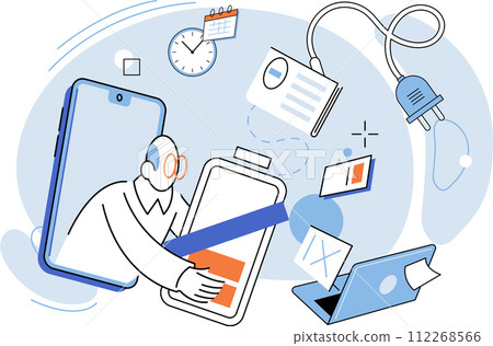 Stress at work vector illustration. Seeking professional help and implementing stress management techniques are vital for combating workplace stress The stress at work metaphor sheds light Stress at work vector illustration. Seeking professional help and implementing stress management techniques are vital for combating workplace stress The stress at work metaphor sheds light 112268566