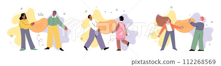 Social distance vector illustration. Social distancing guidelines aim to protect public health Maintaining distance is preventive measure in times pandemic The social distance metaphor highlights 112268569