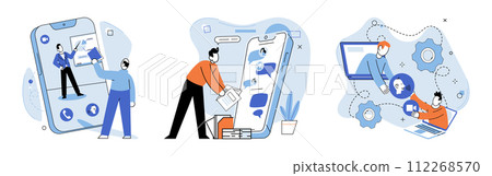 Data analysis. Vector illustration. Effective information management is essential for organizing and analyzing data efficiently Market analysis and analytics provide valuable insights into customer 112268570