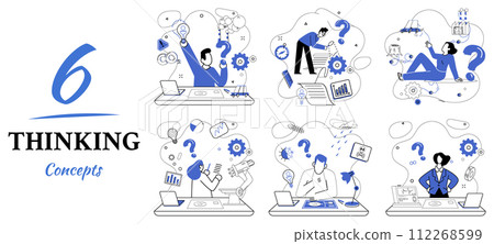 Change management vector illustration. Strategic innovation is microscope through which businesses examine intricate details improvement Progress in business strategy is golden path leading Change management vector illustration. Strategic innovation is microscope through which businesses examine intricate details improvement Progress in business strategy is golden path leading 112268599