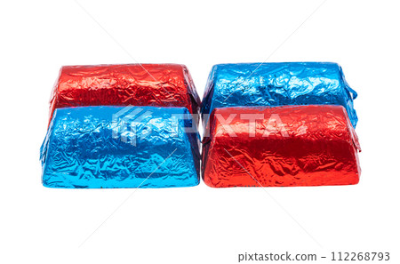 chocolate candies in foil isolated 112268793