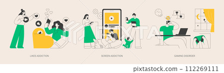 Digital overload abstract concept vector illustrations. 112269111