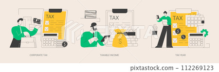 Taxable earnings calculation abstract concept vector illustrations. 112269123