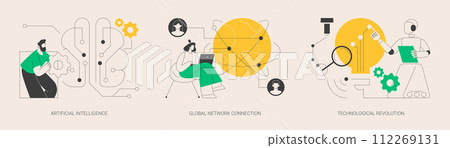 Information era abstract concept vector illustrations. 112269131