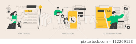 Tax return deadline abstract concept vector illustrations. Tax return deadline abstract concept vector illustrations. 112269138