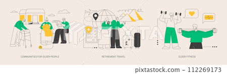 Elderly people activity abstract concept vector illustrations. Elderly people activity abstract concept vector illustrations. 112269173