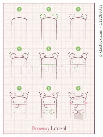 How to Draw a Frog. Step by Step Drawing Tutorial. Draw Guide. Simple Instruction for Kids and Adults 112269315