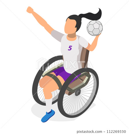 3D Isometric Flat Vector Set of Disabled Sportsmen. Item 4 3D Isometric Flat Vector Set of Disabled Sportsmen. Item 4 112269330