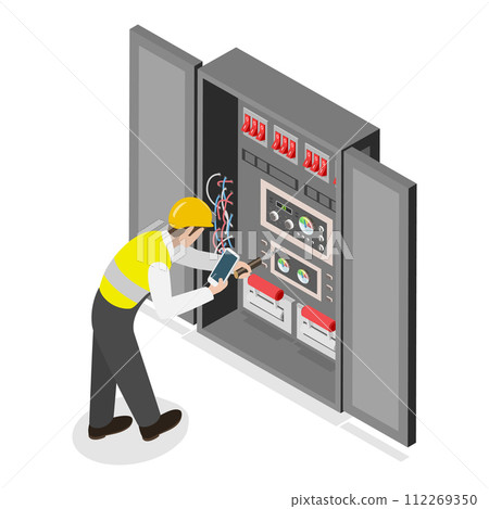 3D Isometric Flat Vector Illustration of Electrical Utility Delivery. Item 1 3D Isometric Flat Vector Illustration of Electrical Utility Delivery. Item 1 112269350