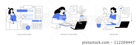 Calculating taxes isolated cartoon vector illustrations se 112269447