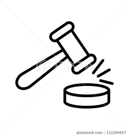 Vector black line icon judge gavel isolated on white background Vector black line icon judge gavel isolated on white background 112269457